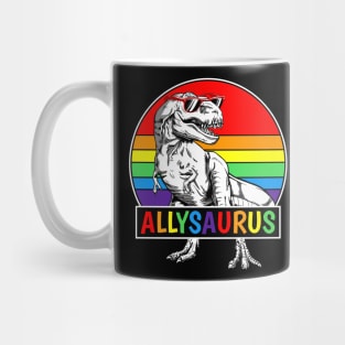 Allysaurus LGBT Tshirt Dinosaur Rainbow Flag Ally LGBT Pride Mug